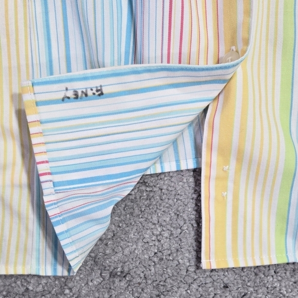 Foxcroft Sport Wrinkle Free Multicolor Rainbow Stripe Button-Up Shirt Office - Picture 7 of 8